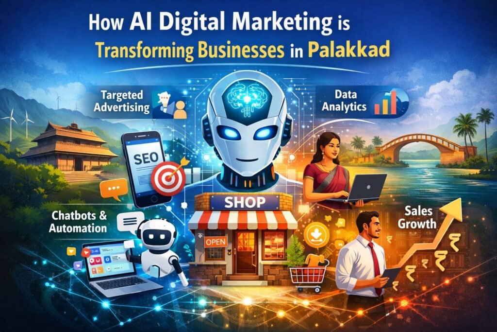 AI digital marketing transforming businesses in Palakkad with SEO, chatbots, data analytics, and sales growth